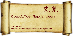 Klepács Napóleon névjegykártya